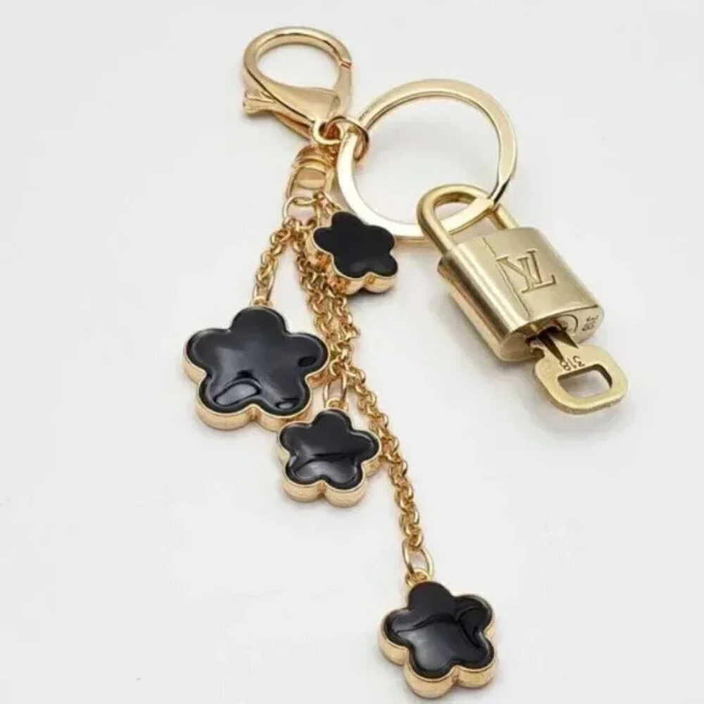 Authentic Louis Vuitton Gold Lock 🔒 Keychain Bag Unbranded Flower Charm LV